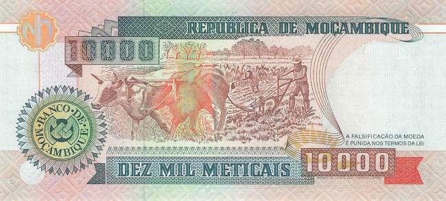 Mosambik p137 10000 Meticais 1991